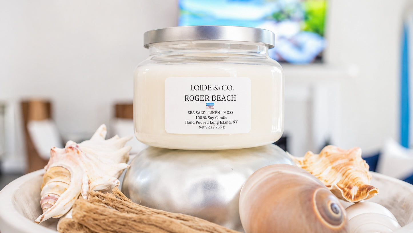 ROGER BEACH CANDLE |9 OZ SOY CANDLE|
