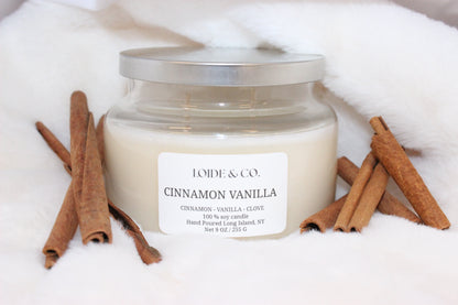 CINNAMON & VANILLA CANDLE |9 OZ SOY CANDLE|