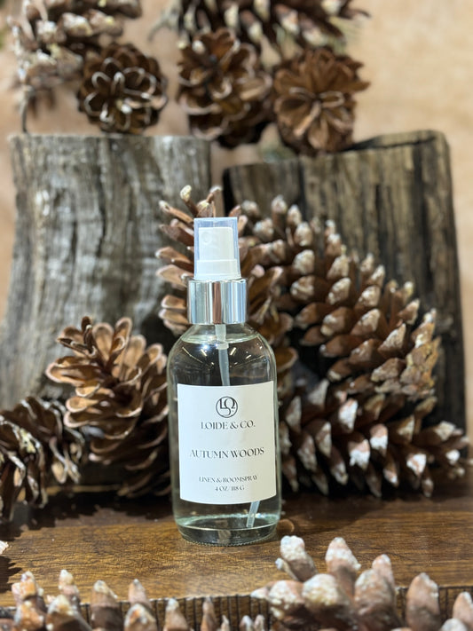 AUTUMN WOODS LINEN & ROOMSPRAY |4 OZ ROOMSPRAY| FALL COLLECTION